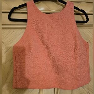 Zara Trafalac Pink Jacquard crop top. Size medium. Pink/ salmon colored.